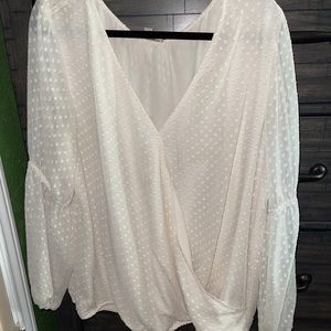 Loft Outlet White Textured Blouse